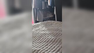 Step son exposed with wang out in step mommy room in suit