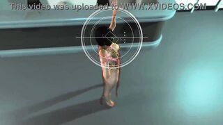 Marvelous Ada Wong in a transparent costume dances in the Umbrella office