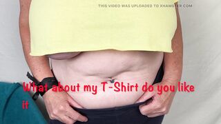 Mrs Older Feet showing to all her heels and T-Shirt !!!!