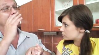 Grandma and old man try sex three-some with youthful hotty