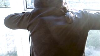 Wife came out for a smoke, and I screwed her on the balcony