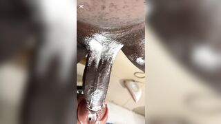 Sneak peak of ebony phanter bbc creaming and destroying taut sex-toy