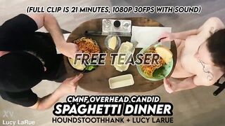 CMNF Overhead Candid Spaghetti Dinner