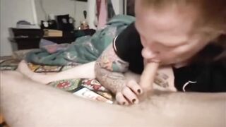 overweight bitch SpiderMitten sucking dick like a professional