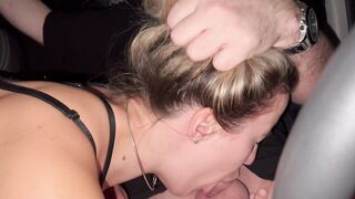 This babe Sucks Me in the Car Wearing a Watch-Throughout Suit