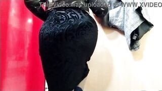 Mother-in-law tries on short skirts to be horny for her lewd son-in-law! Fitting room movie scene.