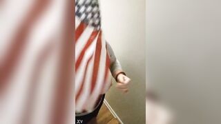 Betty Reddd waves the flag with her breasts