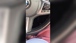 Step mommy hand slide into step son rod in the car park