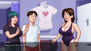 Summertime Saga - Breasty mother I'd like to fuck shows can barely fit in her hawt white bikini