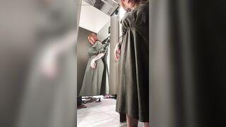 Enjoyable breasty mom changes garments and tries on different outfits whilst touching herself.