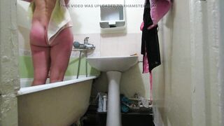 Charming lady in the baths. With conversations in Russian