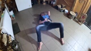 Face-screwing and cum play whilst wearing constricted jeans 284- preview