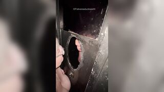Wife lets stranger jerk off in her throat at gloryhole. Watch greater amount at my OF link.