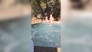 Outdoor public jacuzzi holiday bang and ejaculation