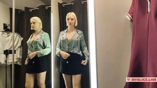 Seduction in a dressing room of a mall. Try On Haul Transparent Garments, Fitting room Try on haul
