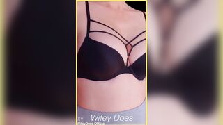 WIFE stuns in fantastic ebony brassiere