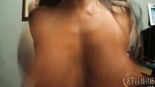 This babe Bows Over Her Desk and Gets Slammed Hard