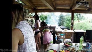 No Pants Mini Petticoat Short Skirts Barbeque Party with Hawt Constricted Bald Vagina Angels Outdoors