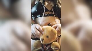 With my slavery plush bear looks like mee