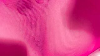 I masturbate with a sex-toy in pink hose!
