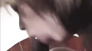 Hubby films his chunky wife with 2 blacks