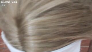 Preview - Blond mother I'd like to fuck clothed in white throatpie with sunglasses POV