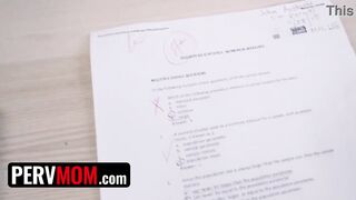 Lexi Luna is making breakfast in her underclothing, and her stepson can't keep his eyes off her large bazookas