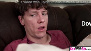 Lustful tiny golden-haired step sister bangs her recent large shlong step brother behind step mamas back