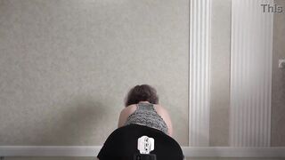 Large booty tries on pants, shorts and records a hot movie for her lover. Home camera watches older wife. PAWG.