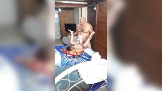 YOUTHFUL GOLDEN-HAIRED LOVES OLDER DARKSOME-HAIRED GUY THIS BABE NOW KNOWS WHAT'S WONDERFUL FOR HER