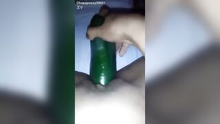 Wife use a cucumber