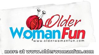 Office granny in hose gives her old twat a treat