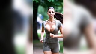 Aged mother I'd like to fuck Jogging in Park with Massive Natural Bouncing Breasts Compilation 1 [AI generated]
