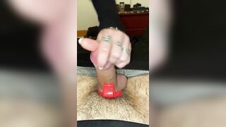 THIS BABE LASTLY LET ME CUM!!! Out of chastity cage to teasing me but come to a conclusion to let cum MASSIVE LOAD