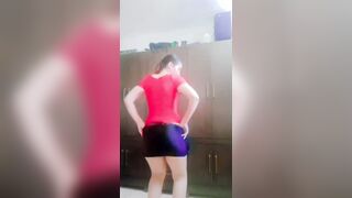 Wife taking off her petticoat