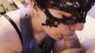 Risky Basement Steps Oral-job Ends with Cum - Real Pair