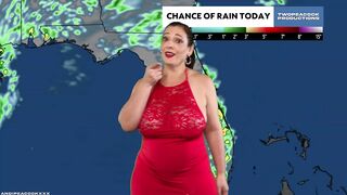 Weather Woman Exposes Breasts and Bush