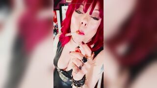 English Emo Dangles & Smokes Her Cigarette - Tina Snua Smokin' A Cig With Dangling, Drifts, OMI OME Snap