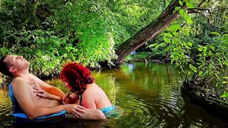 Secret outdoor blow job