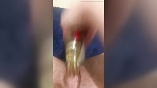 Wife masturbates on bath floor whilst spouse hoovers outside