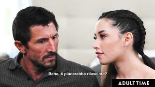 ADULT TIME - Pervy Stepdad SPANKS & BANGS STEPDAUGHTER Aria Lee For Masturbating! ITALIAN SUBTITLES