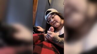 Thick mother I'd like to fuck lazily milks the cum without my dong with some post climax punishment