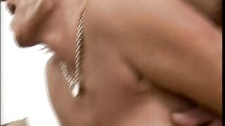 Tanned German cougar whore rides wang until a facial
