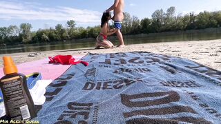 Drilled hard by a large ramrod on a public beach until climax