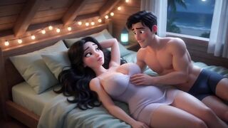 Stepmother's secret weekend excitement at the beach chalet (AI generated)