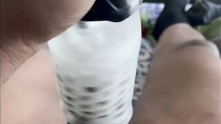 Masturbating using the Gawk Gawk 3000