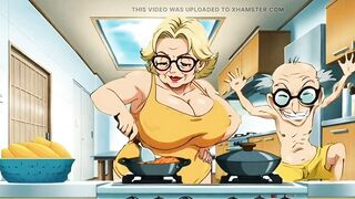 Anime Granny Gets Double Sexy Love for Breakfast