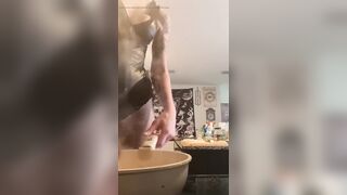 73 Giantess Cooks in Petite Kitchen