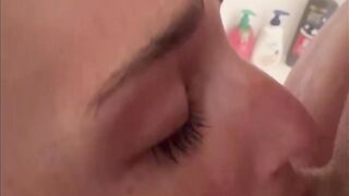 Shower Play with my sub choking, slapping and being facefucked by her Slavemaster
