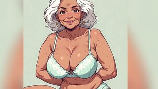 Hawt Curvy Matures Brassiere and Panty Art